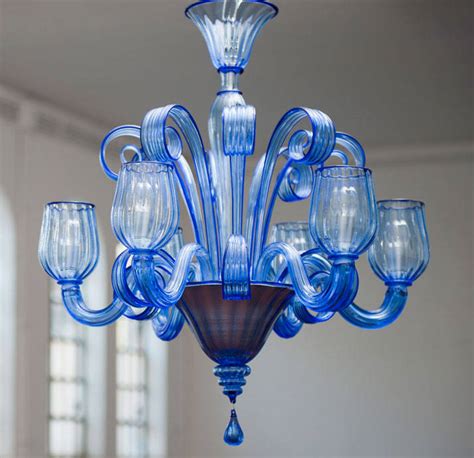 Murano Glass Chandelier Modern Clear Blue Chandelier Celsi By