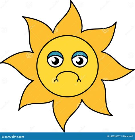 Unhappy Sun Emoji Outline Illustration Stock Illustration