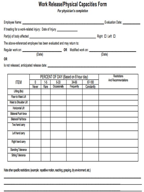Free Physical Form For Work How To Fill Out With Examples Word Pdf Images