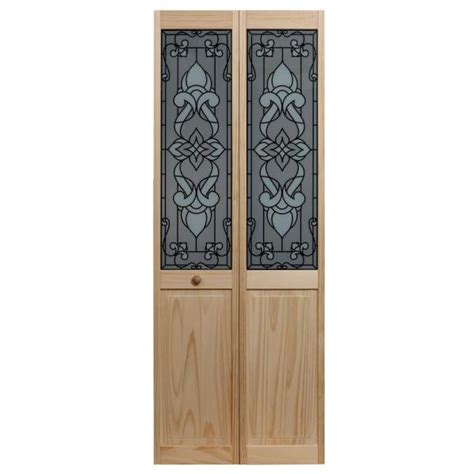 Pinecroft 31 5 In X 80 In Bistro Glass Decorative 1 2 Lite Over Raised Panel Pine Wood