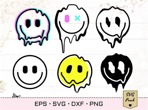 Melted Face Svg Smiley Face Drip Svg Glitch Smiley Svg By Svgpouch