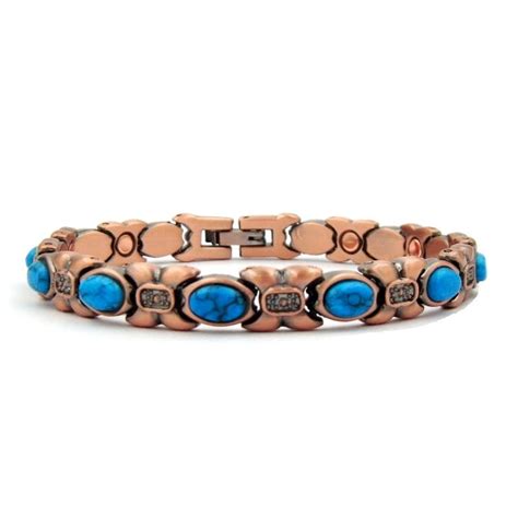 Js Copti Turquoise Magnetic Copper Bracelet With Sealed Magnets On