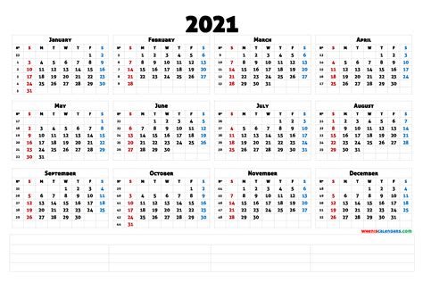 2021 12 Month Calendar Printable Premium Templates