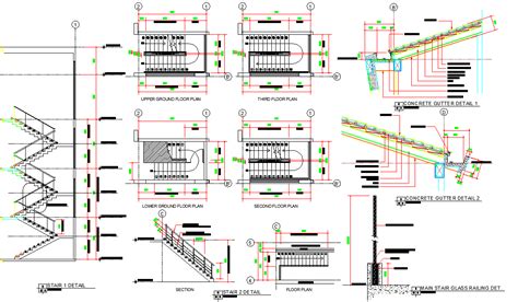 Stair Plan And Section Detail Dwg File Cadbull