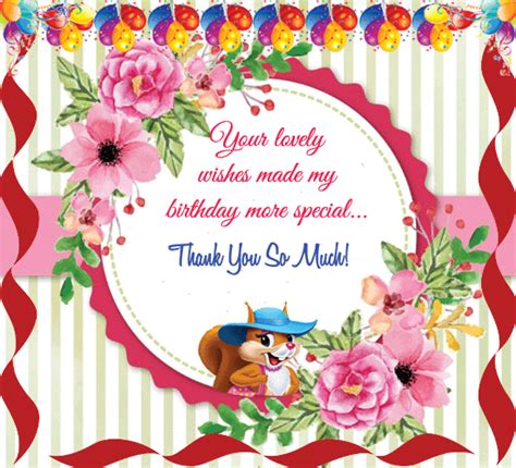 Thank You For The Lovely Wish Free Birthday Thank You Ecards 123