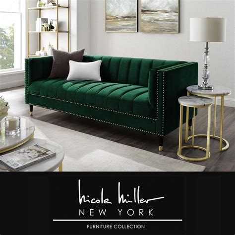 Nicole miller strives to maintain an inclusive and accessible online shopping experience and to comply with accessibility. Nicole Miller Joan Hunter Green/Gold Velvet Sofa with Line ...