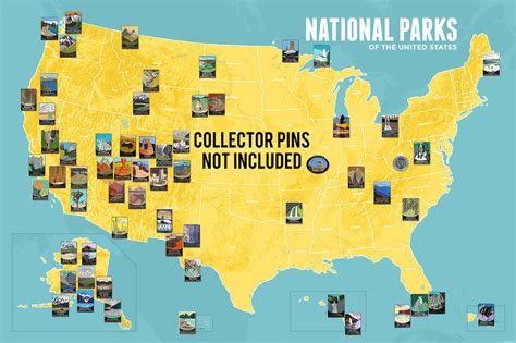 National Park Collector Pins Display Map 24x36 Poster Best Maps Ever