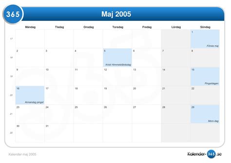 Kalender Maj 2005