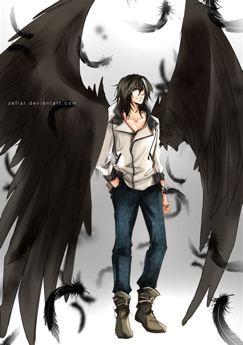 Sketch Commission Black Wings By Zefiar Black Wings Wings Anime