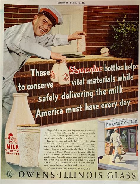 Vintage 1940s Owens Illinois Glass Company Duraglas Milk Etsy