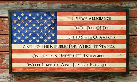 Pledge Of Allegiance Flag Wooden Flag Framed American Flag Etsy