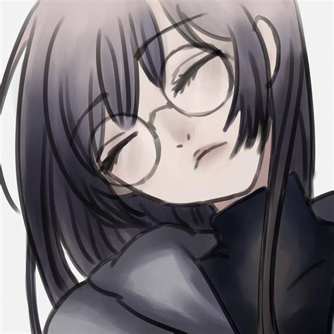 anime girl with round glasses
