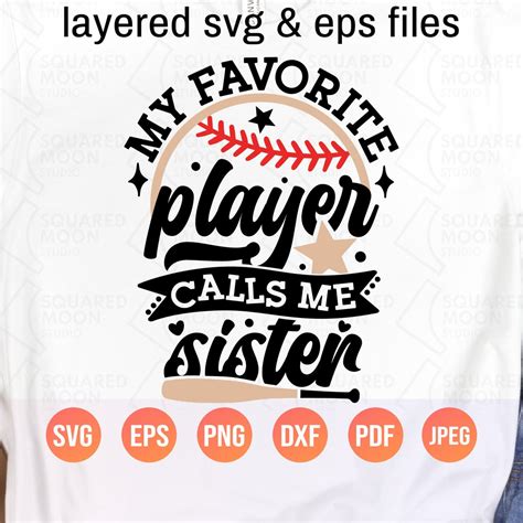 baseball sister svg my favorite player calls me sister svg etsy