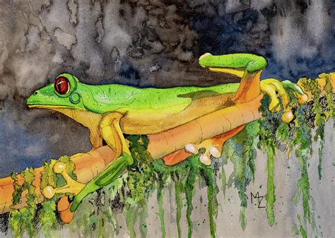 Frog In A Tree Painting By Margaret Zabor Fine Art America
