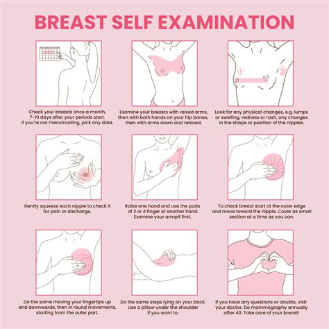 Breast Self Exam Instruction Breast Cancer Monthly Examination Infographics 12682125 Vector Art