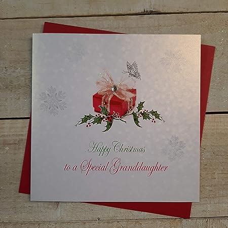 White Cotton Cards X Special Granddaughter Handmade Christmas Card White Amazon Co Uk