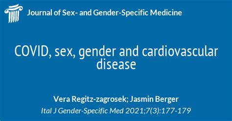 Covid Sex Gender And Cardiovascular Disease Journal Of Sex And