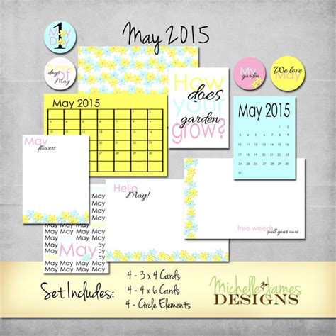 May 2015 Kit Freebie For Project Life Pocket Pages Michelle James