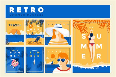 Retro Flat Design Summer Poster Template On Behance