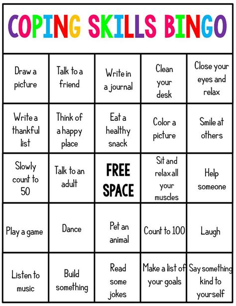Coping Skills Bingo Printable Free