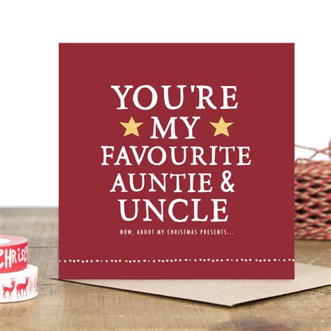 You Re My Favourite Auntie And Uncle Christmas Card By Zoe Brennan