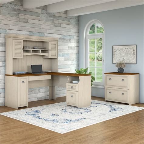 Choose from contactless same day delivery, drive up and more. fairview l desk with hutch and file cabinet in antique ...