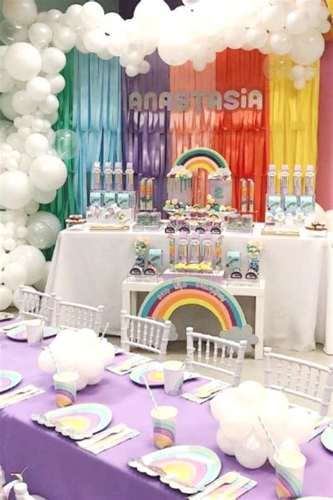 Sweet Rainbow Birthday Party Ideas Photo 10 Of 12 Rainbow Party