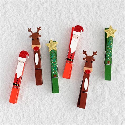 Santa Reindeer And Tree Clothespins Craft Paper Source Clothespin