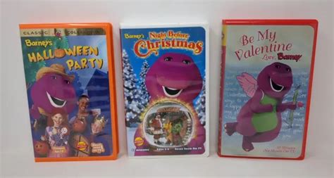 Lot Of 3 Barney Vhs Cassette Tapes Christmas Halloween Valentines Day