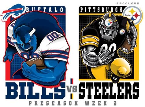 Bills Vs Steelers Steelers Nfl Football Art 32 Nfl Teams
