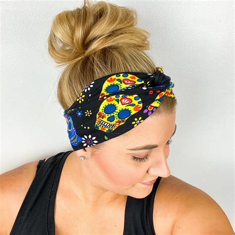 Sugar Skulls Turban Headband Headbands For Women Skull Etsy