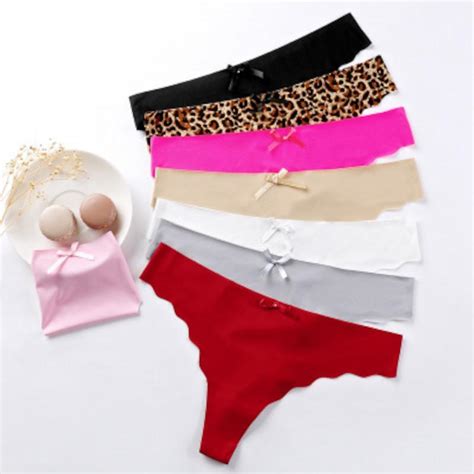 2021 Pack Women Sexy Panties Thongs T Back Ice Silk Underwear Low Waist Briefs Solid Color