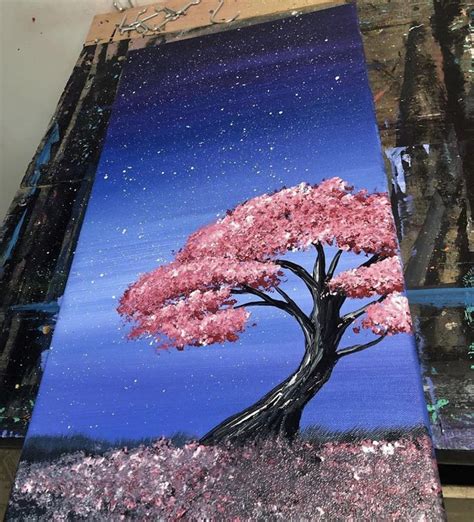 Cherry Blossom Tree Painting In 2020 Cherry Blossom Painting Tree