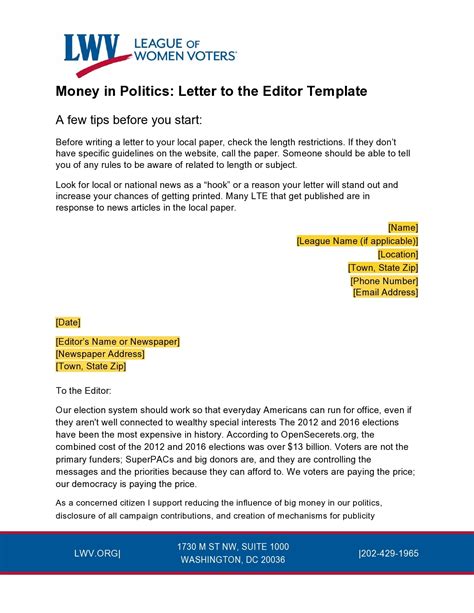 Letter To The Editor Template
