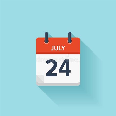 July 24 Vector Flat Daily Calendar Icon Date And Time Day Month