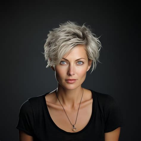 Premium Ai Image Short Haired Blonde Caucasian Woman Dressed In Black