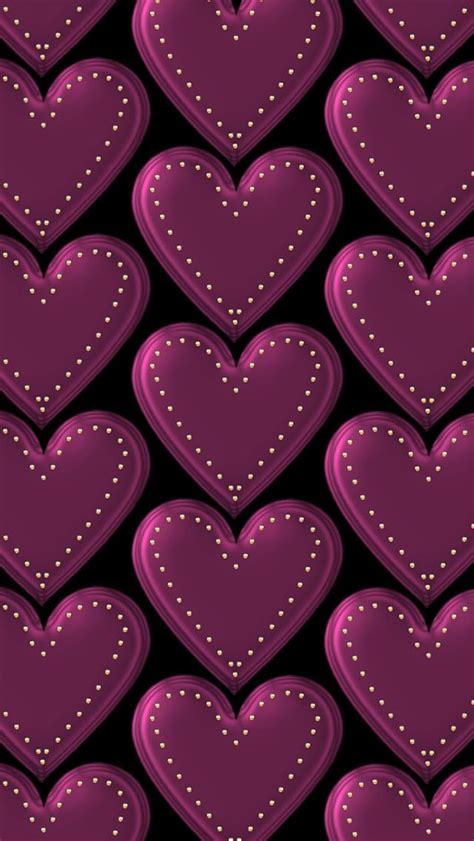 Burgundy Hearts With Nailheads Wallpaper Pretty Phone Wallpaper