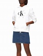 Sudadera Calvin Klein Blanca Con Capucha y Logo Para Muj