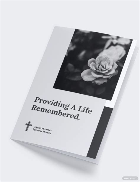 Bi Fold Funeral Brochure Template In Pages Indesign Word Publisher