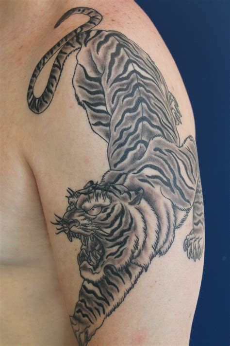 Black And Grey Tiger By Danny Boy Tiger Tattoo Design Tiger Tattoo