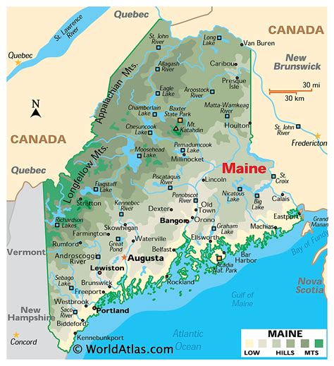 Physical Map Of Maine Table Rock Lake Map