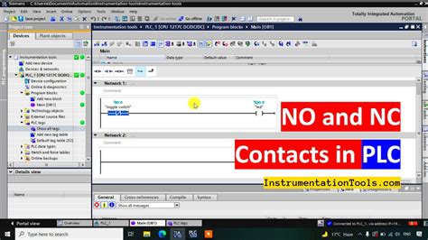 No And Nc Contacts In Plc Siemens Tia Portal Tutorial Youtube