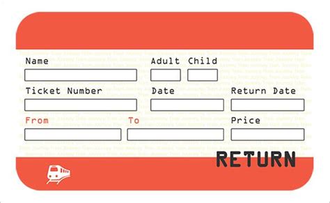 Printable Train Ticket Template Free Printable Word Searches