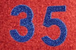Number Thirty-five Blue Color Over A Red Background. Anniversary Stock ...