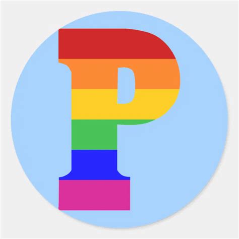Rainbow Letter P Classic Round Sticker Zazzle