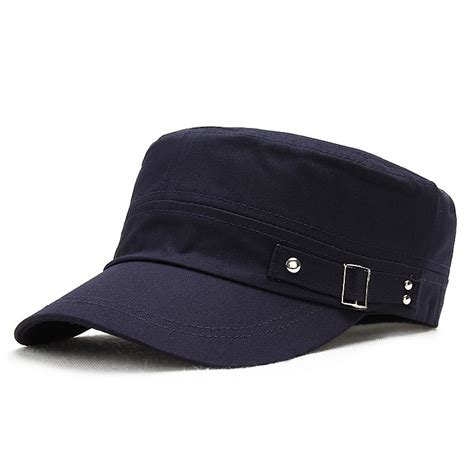 Military Style Cadet Army Cap Men Women Pure Color Washed Cotton Flat