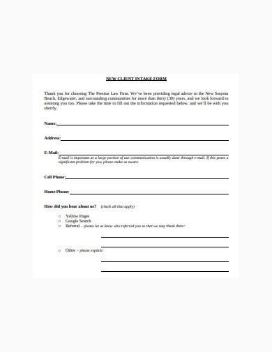 Client personal injury intake form template. FREE 9+ Legal Client Intake Form Samples in PDF | MS Word