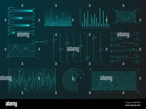 Set Of Hud Infographic Elements Sci Fi Charts And Diagrams For