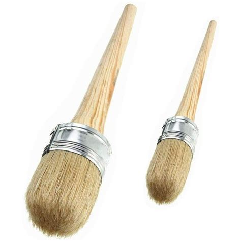 2 Pcs Chalk Paint Wax Brush Set （25mm 50mm Natural Bristle Round