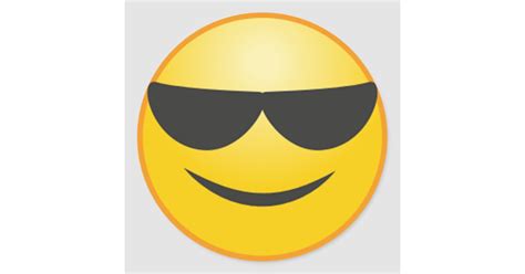 Cool Smiling Face With Sunglasses Funny Emoji Classic Round Sticker